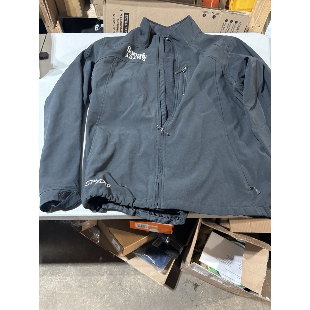 Vintage 90s Spyder Embroidered Samuel Adams Full Zip Black Light Jacket size XXL